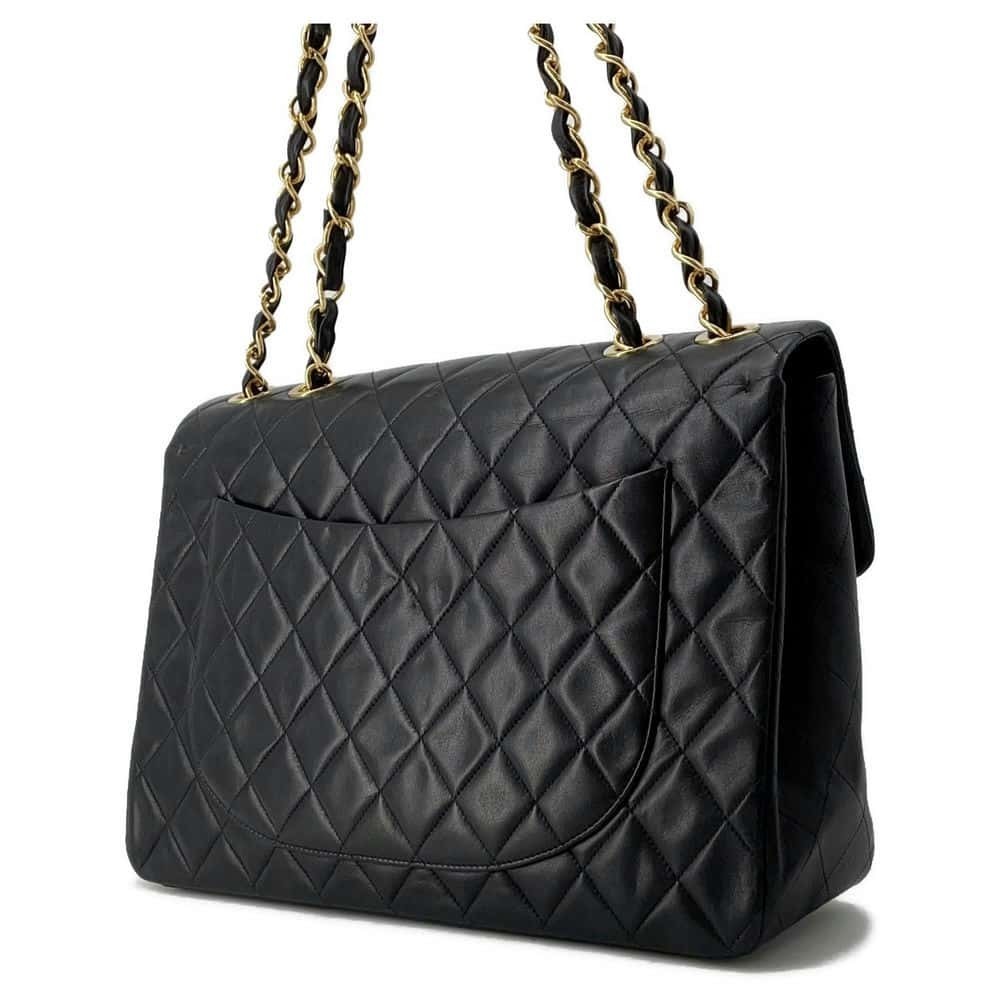 Chanel Matelasse Flap Lambskin Bag Big Black Single